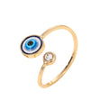 Gold Tone Colorful Evil Eye and Motif Adjustable Rings in Fourteen Designs view 5