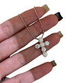 Silver Tone Clear Stone Cross Pendant Necklace on Fine Chain view 5