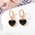 Gold Tone Small Enamel Heart Huggie Drop Earrings in Six Colors view 7