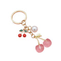 Resin Cherry Pair Charm Keychain with Gold Tone Hardware Accents view 5