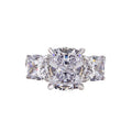 Silver Tone Three Stone Square Cut Statement Ring With Pavé Band view 5