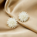 White Pearl Bead Starburst Firework Cluster Stud Earrings view 3