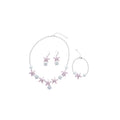 Silver Tone Blue Pink Or Green Flower Necklace Bracelet And Earrings view 5