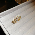 Gold Open Rings Cat Eye Bead Wave Bamboo and Crystal Cross view 6