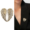 Antique Gold Silver Angel Wing Heart Crystal Brooch Pins view 2