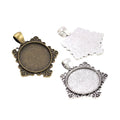 Square Bow Cabochon Pendant Setting in Two Antique Finishes view 5
