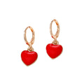 Gold Tone Small Enamel Heart Huggie Drop Earrings in Six Colors view 5