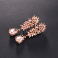 Red Orange Pink Leaf Teardrop Tassel Crystal Three Designs Metal Dangle Earrings view 4
