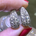 Silver Tone Crystal Pave Teardrop Huggie Earrings Polished Statement Fashion Jewelry view 2