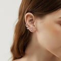 Silver Tone Antler Ear Climber Studs Clear Crystal Accents view 3