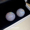 Oversized Silver Crystal Dome Stud Earrings Statement Jewelry view 1