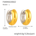 Stainless Steel Polished Hoop Earrings Gold Steel Two-Tone Sizes view 6