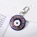 Silver Tone Round Printed Evil Eye Clip Keychains in Eight Designs view 11