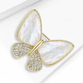Shell Effect Butterfly Brooch With Clear Crystal Lower Wings view 2
