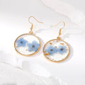 Gold Tone Round Pressed Flower Resin Hook and Stud Earrings in Eight Designs view 8
