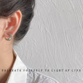 Gold Crystal Shell Crescent Moon Stud Earrings Pair view 2