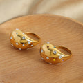 Open Dome Teardrop Rings Clear Or Multicolor Crystal Studs view 2