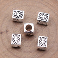 Antique Silver Patterned Square Large Hole Beads for Jewelry Making view 2