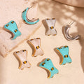 Stainless Steel Enamel C Shape Oil Drip Stud Earrings Mint White view 3