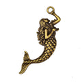 Large Mermaid Metal Charm in Five Vintage Finishes view 5