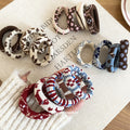Knit Fabric Printed Elastic Hair Ties Four Piece Set view 1