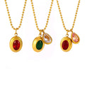 Gold Ball Chain Teardrop Zircon Pendant Necklace Color Combos view 5
