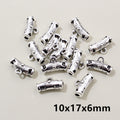 Antique Silver Tone Three Way Large Hole Connector Beads view 10