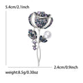 Pink Blue Rhinestone Rose Pearl Flower Stem Brooch Pins view 5