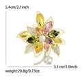 Multicolor Crystal Flower Brooch With Clear Stone Drop view 6