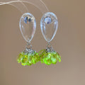 Clear Resin Teardrop Earrings With Blue or Green Crystal Fringe view 2