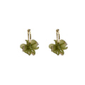 White and Green Translucent Flower Cluster Huggie Earrings view 5