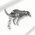 Textured Dog Brooch with Blue Crystal Bead Drop Accents view 3