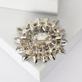 Crystal Sunburst Flower Brooch Burgundy Blue or Green Pin view 3