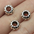 10x10x5mm 1.7g Antique Silver Zinc Alloy Ribbed Round Large Hole Spacer Beads for Bracelet Jewelry Making