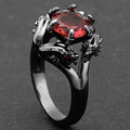 Black Dual Dragon Head Claw Ring with Colored Center Stone view 6