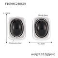 Square Frame Black Glass Cabochon Stud Earrings Gold Steel view 6