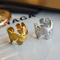 Engraved Butterfly Open Band Ring in Silver Tone or Gold Tone view 2