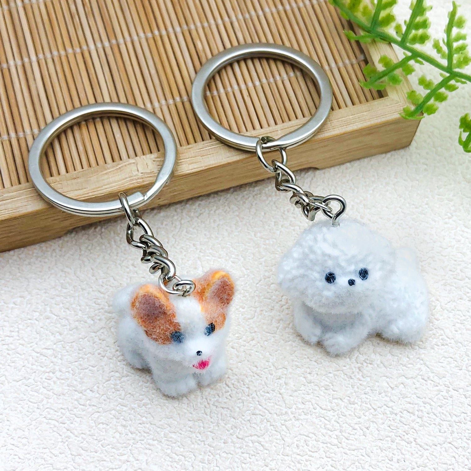 Resin Flocked 3D Corgi Dog charm pendant for DIY keychain phone charm accessories