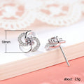 Silver Tone Swirl Flower Clear Stone Cluster Stud Earrings view 5