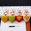 Jeweled Gold Heart Keychains in Red Green Gold White and Assorted Colors view 10