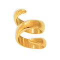 Gold Tone S Curve Spiral Wrap Open Band Ring Stainless Steel view 5
