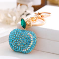 Rhinestone Apple Fruit Keychain Gold Tone Clasp Charm view 2