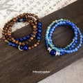 Blue Gradient Glass Multi-Wrap Bracelet Wood Blue Stone Wrap view 4