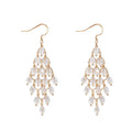 Tiered Clear Crystal Hook Earrings with Reflective Details view 5