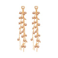 Crystal Branch Tassel Earrings in Gold and Silver Tones view 5