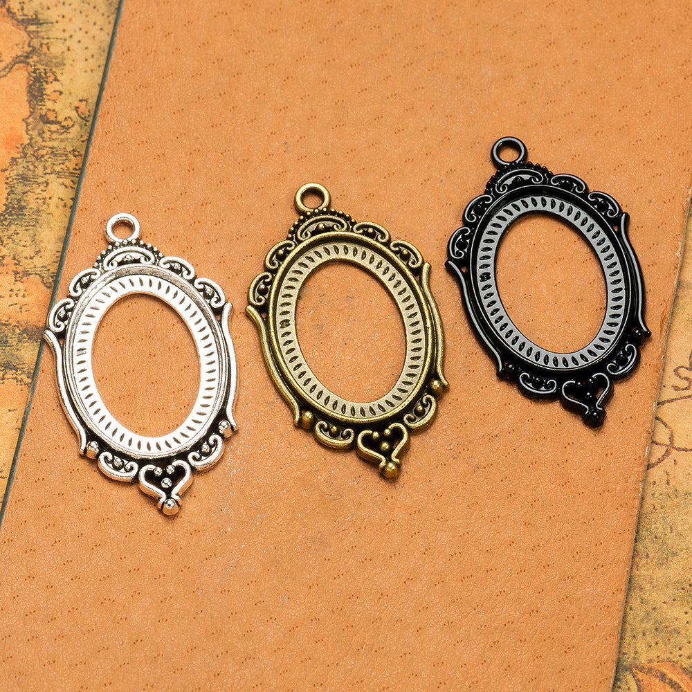 Vintage Oval Cabochon Tray Bezel Setting 18x25mm Alloy Pendant