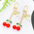 Transparent or Solid Red Cherry Bow Clasp Keychains view 3