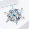 Blue Rhinestone Snowflake Brooch Silver Tone Crystal Pin view 2