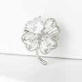 Four Leaf Clover Brooch Heart Crystal Gold Or Silver view 4