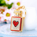Jeweled Heart Perfume Bottle Keychains with Braided Loops and Loop Only Options view 7